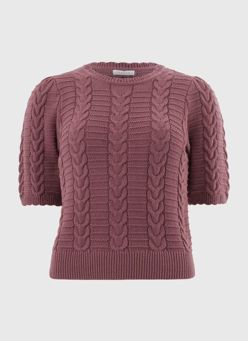 ماتلان Raspberry Pretty Cable Short Sleeve Jumper
